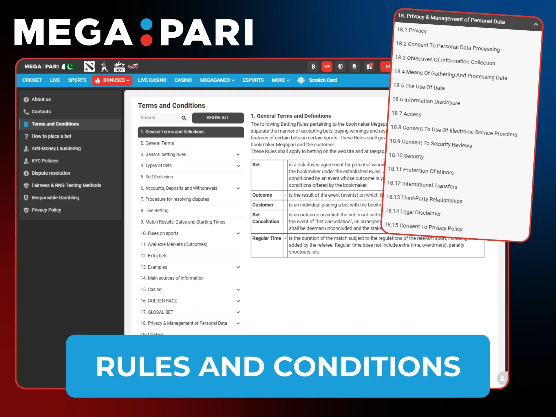 Follow rules of Megapari Casino for better playing and betting experience.